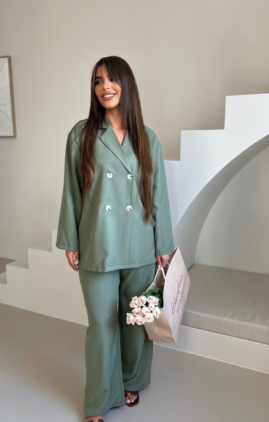 Oversized blazer set green