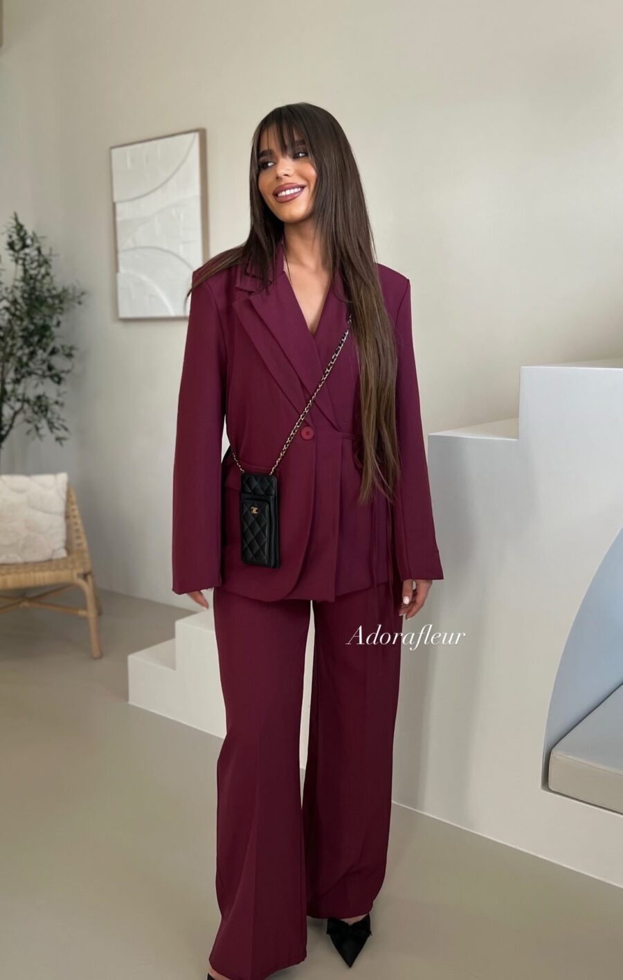 Double blazer set burgundy