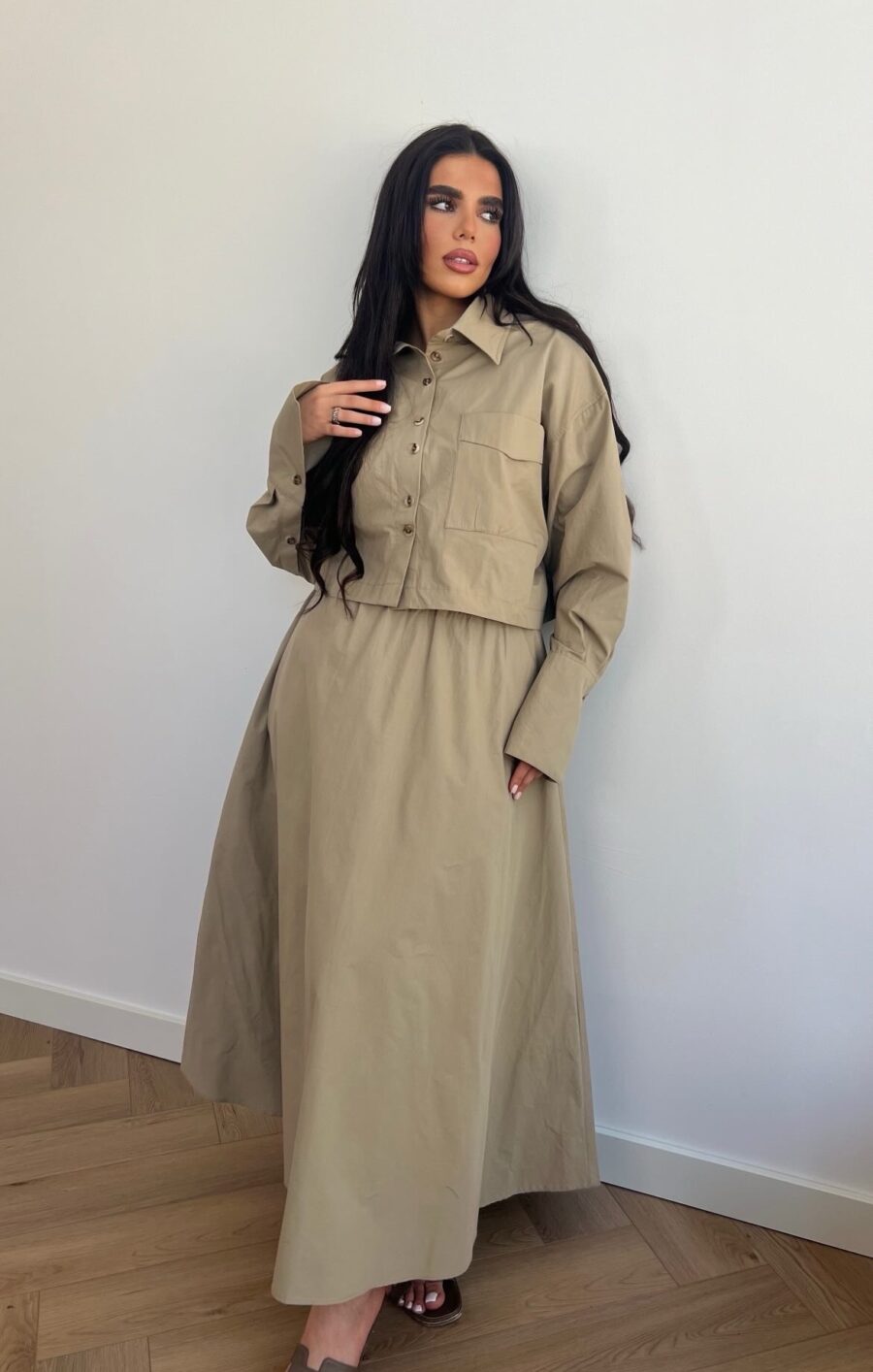 Adorafleur poplin skirt set taupe PRE-ORDER 1,5 week
