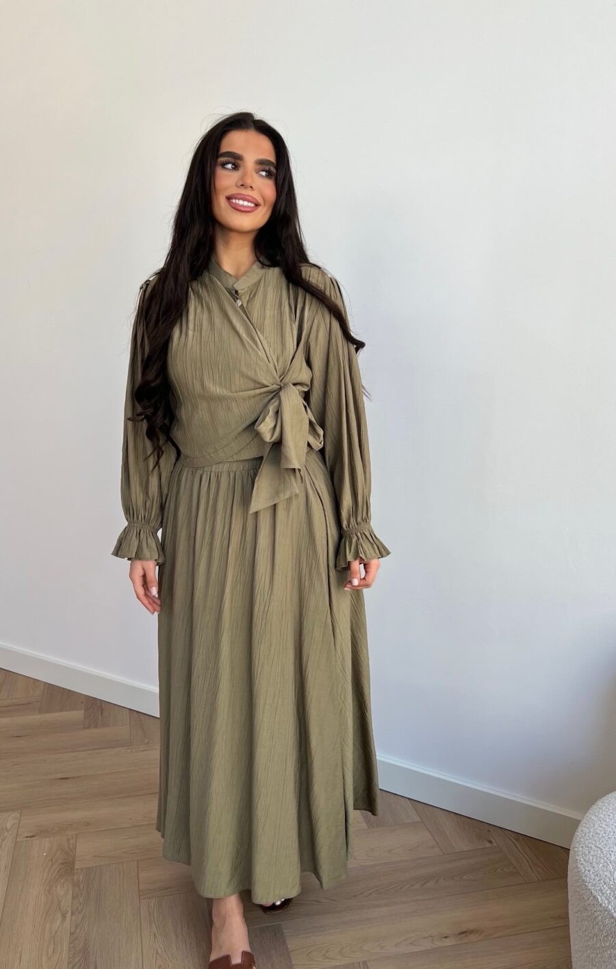 Adorafleur wrap skirt set khaki | PRE-ORDER 1,5 week