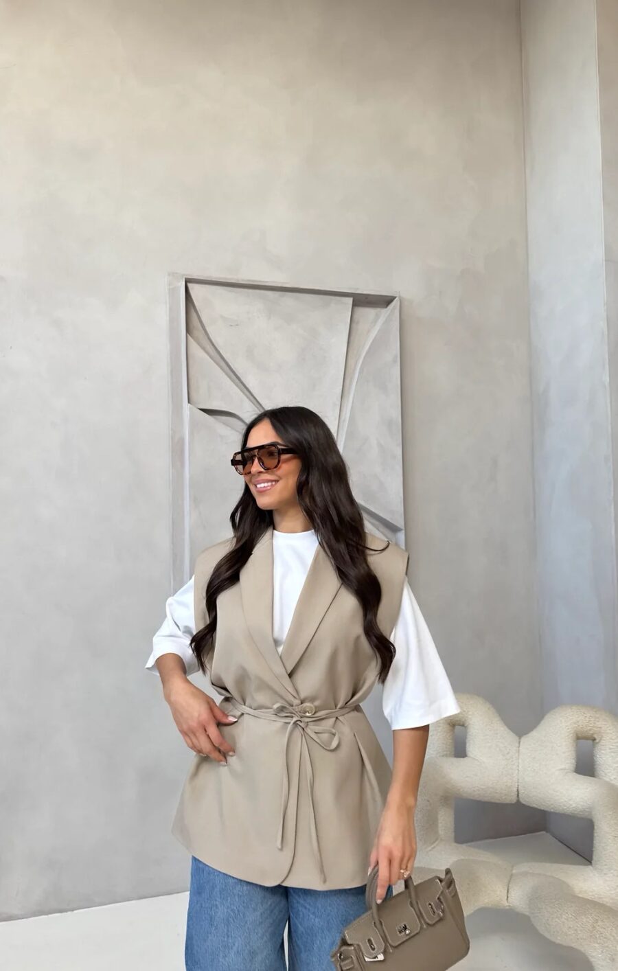 Tailored gilet beige