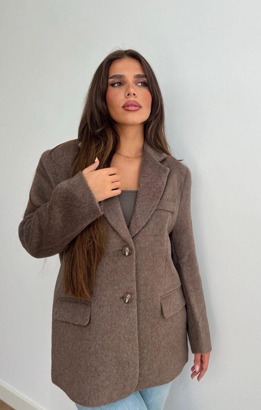 Fluffy blazer chocolate