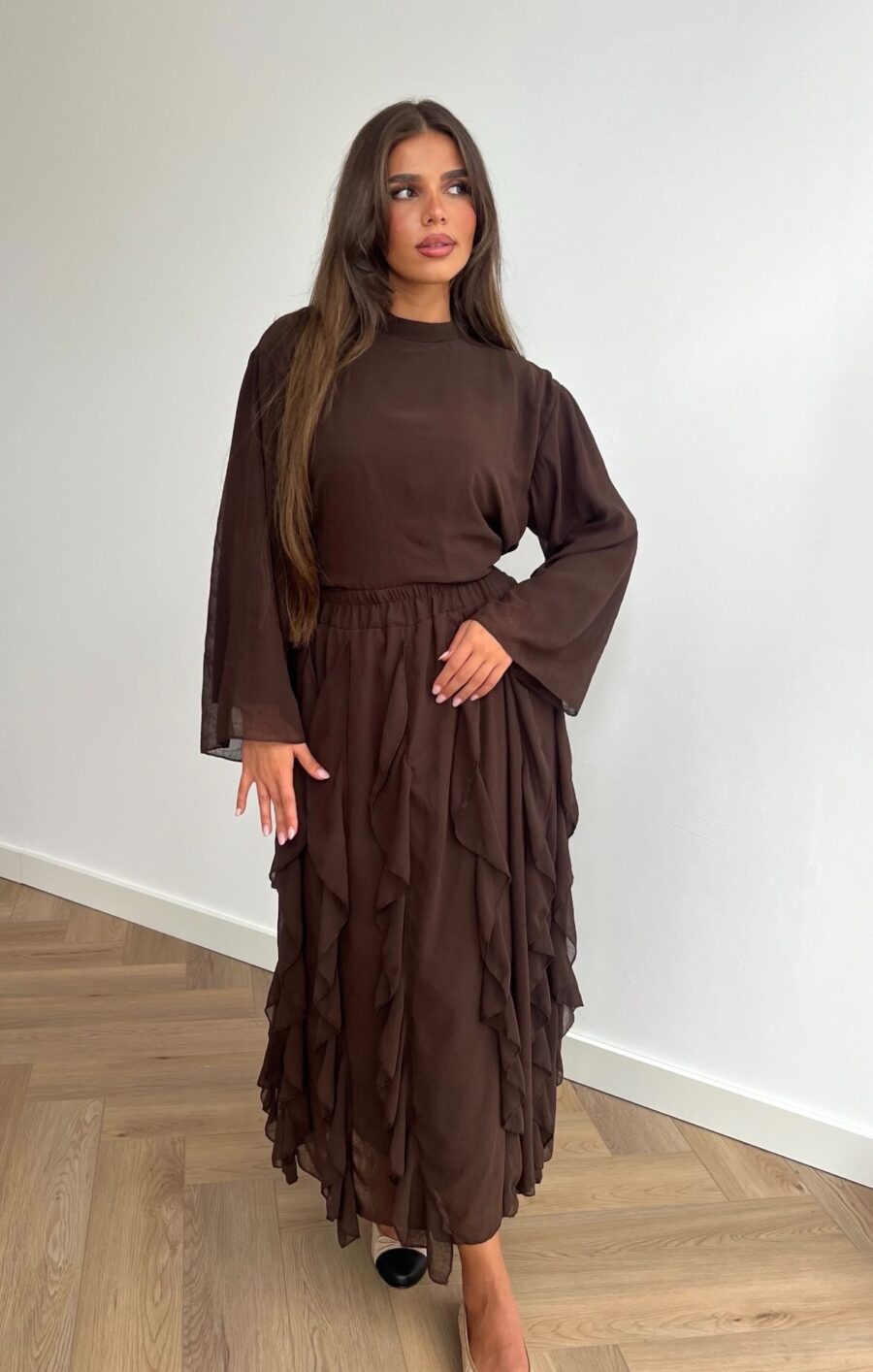 Chiffon skirt set chocolate