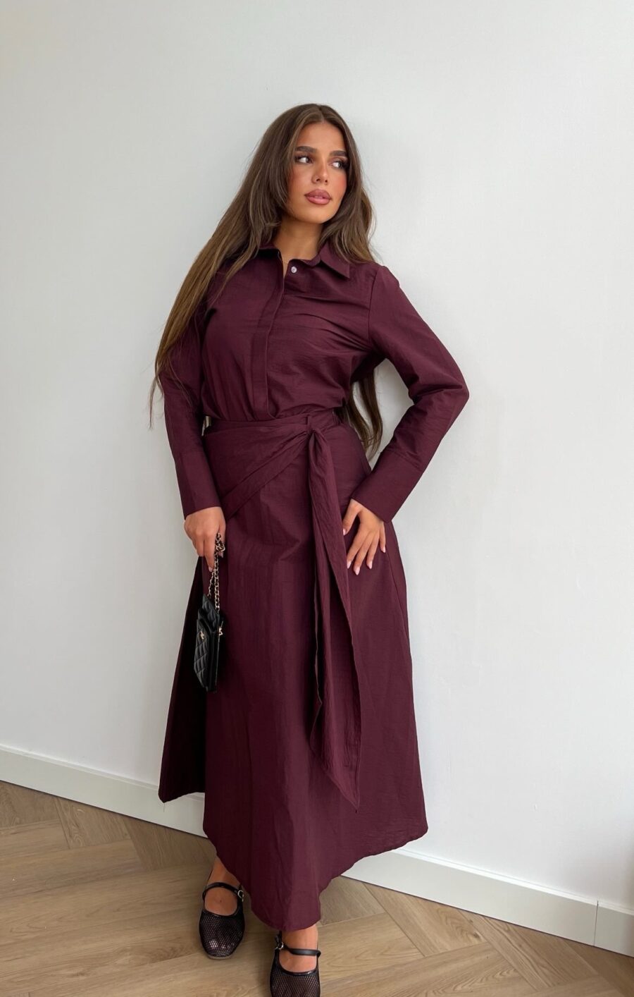 Burgundy essence skirt set