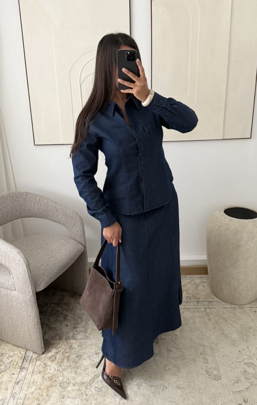 Denim skirt set
