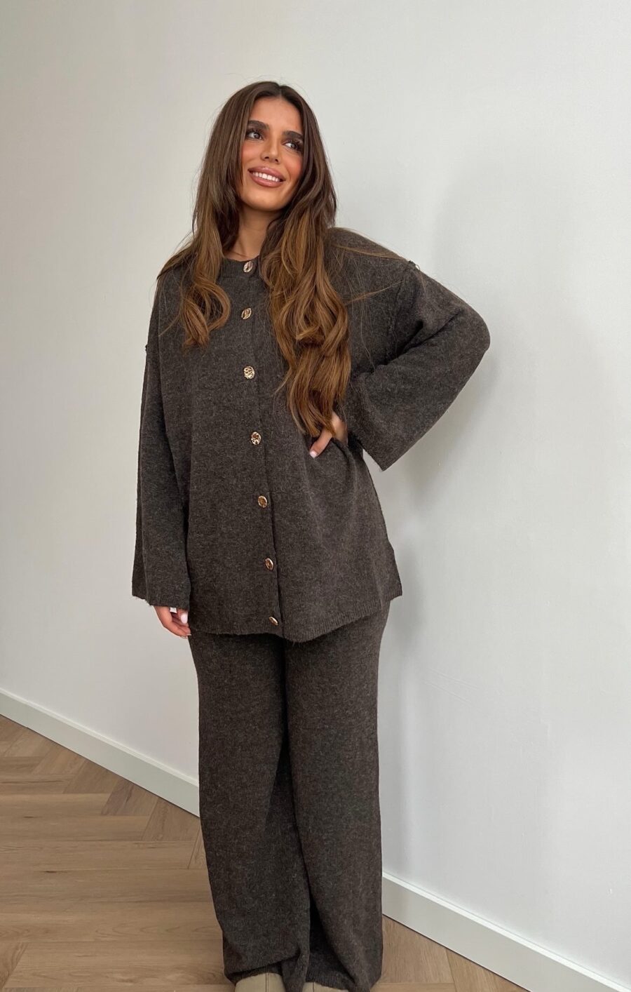 Dewi cosy co-ord set gold button