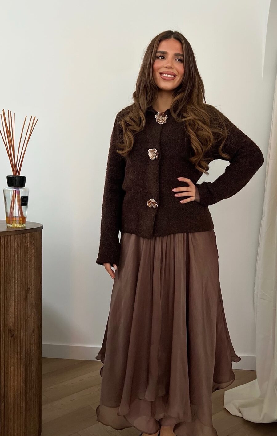 Soft cardigan fleur details