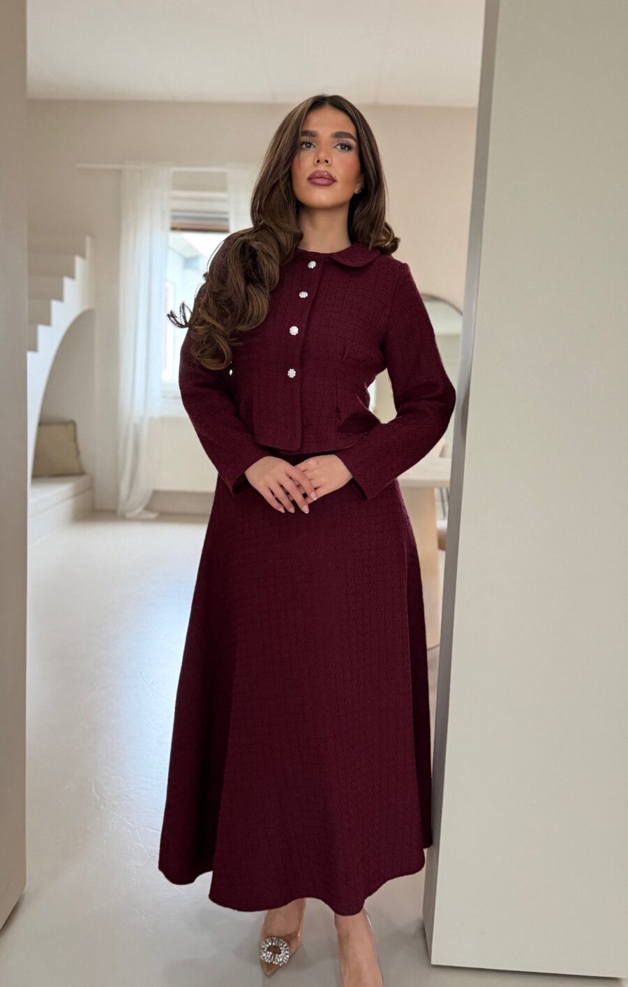 Tweed skirt set bordeaux