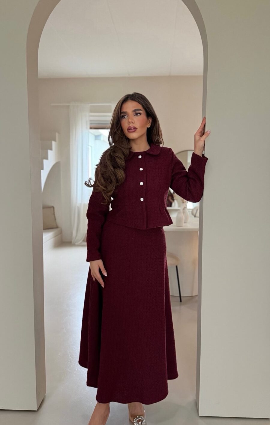 Tweed skirt set bordeaux