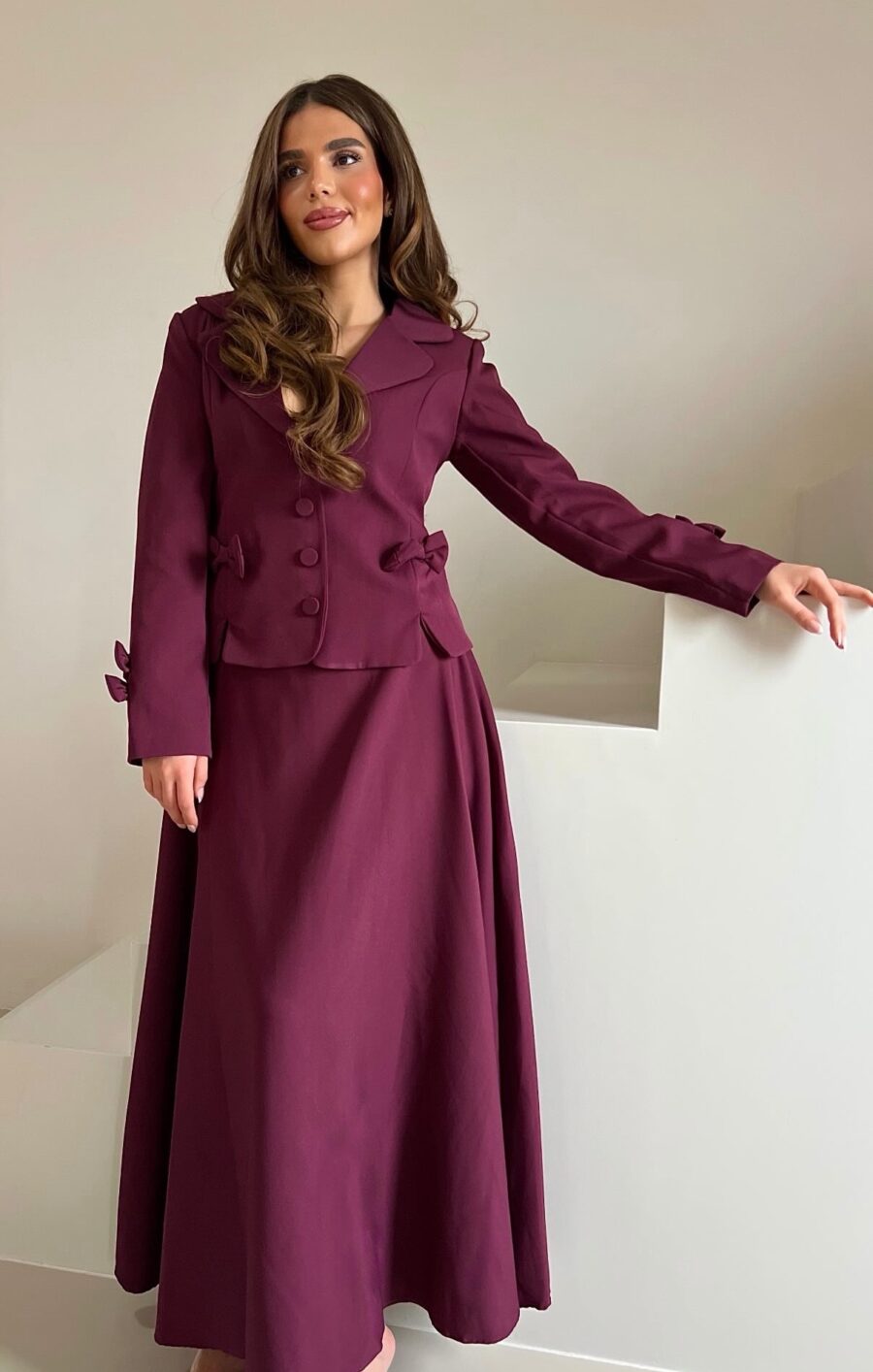 Bow skirt set burgundy