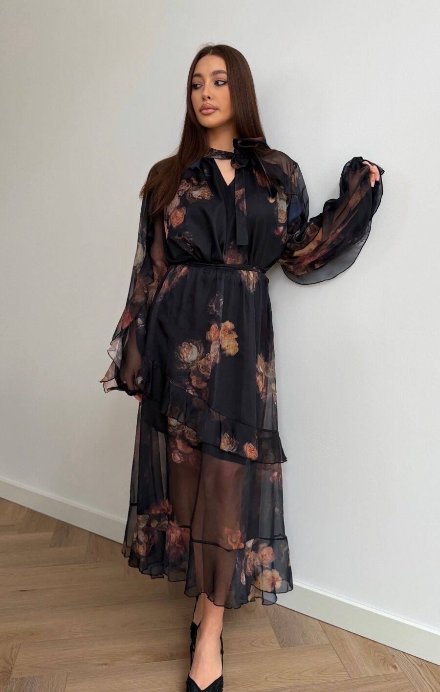 Silk skirt blouse set