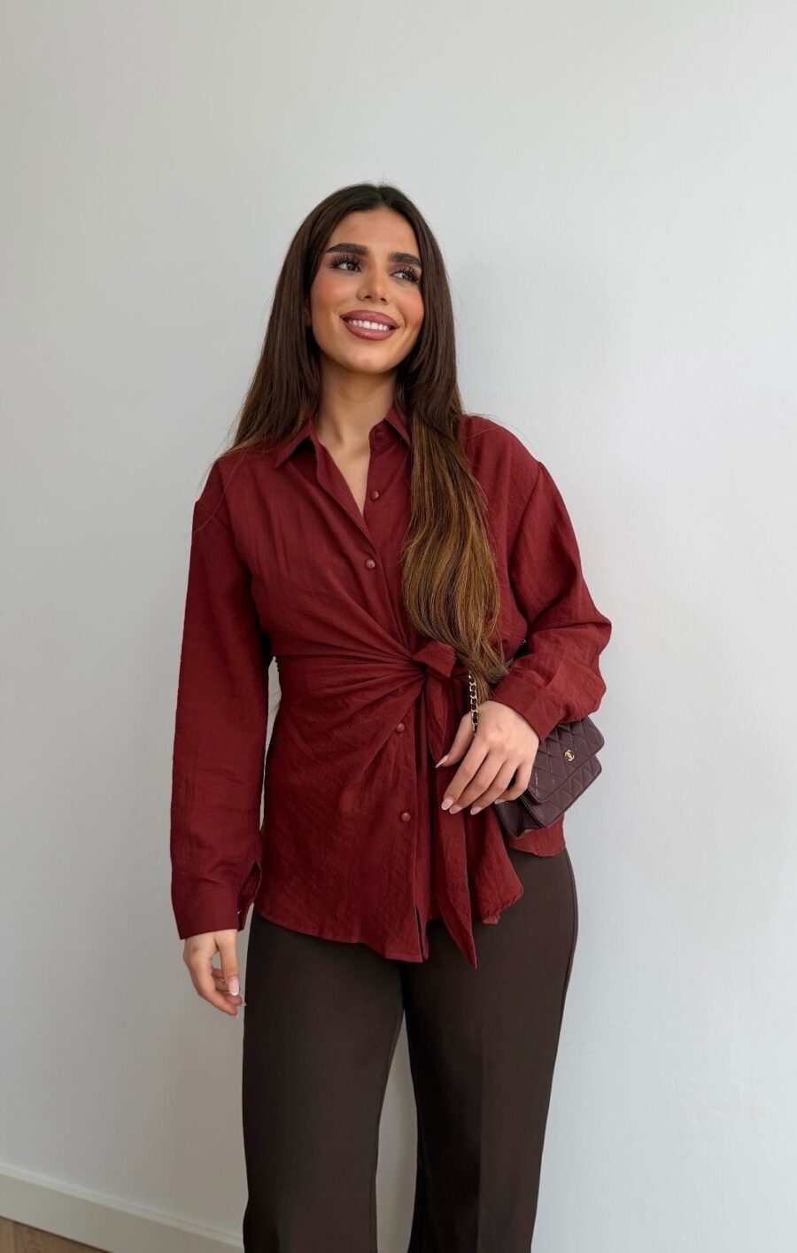 Afra wrap blouse roodbruin