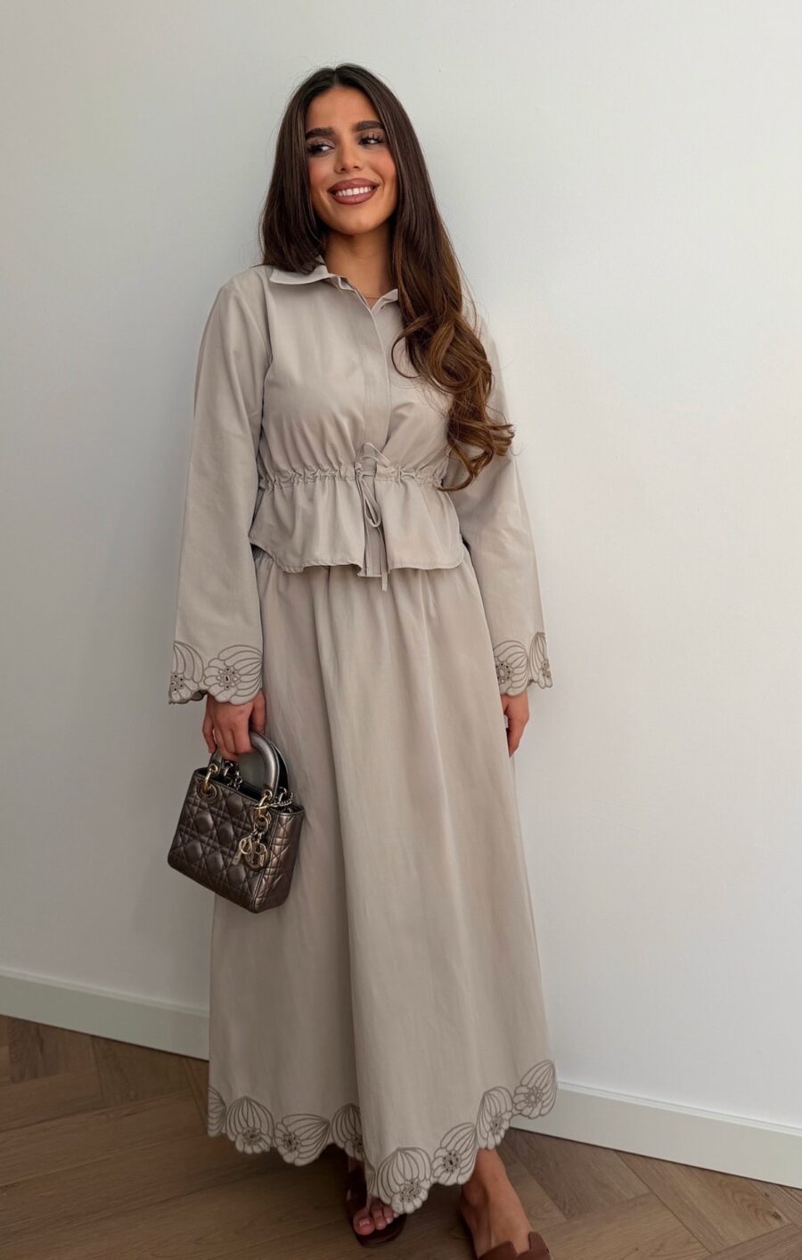 Soft popeline co-ord set stone