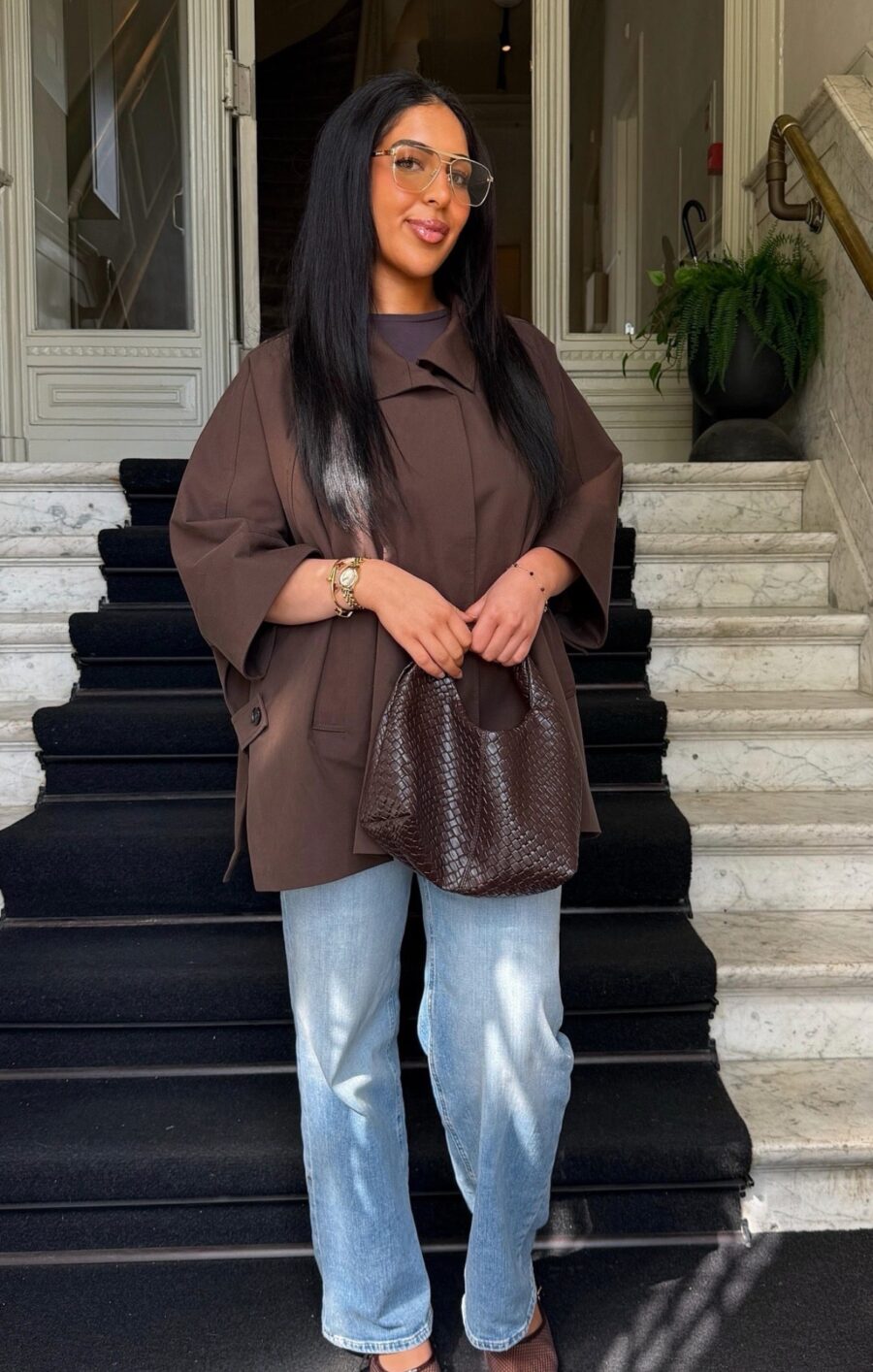 Midi cape coat brown