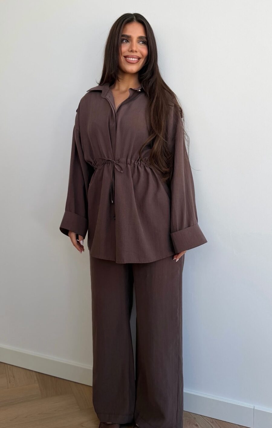 Fitted co-ord set chocolate - gold details