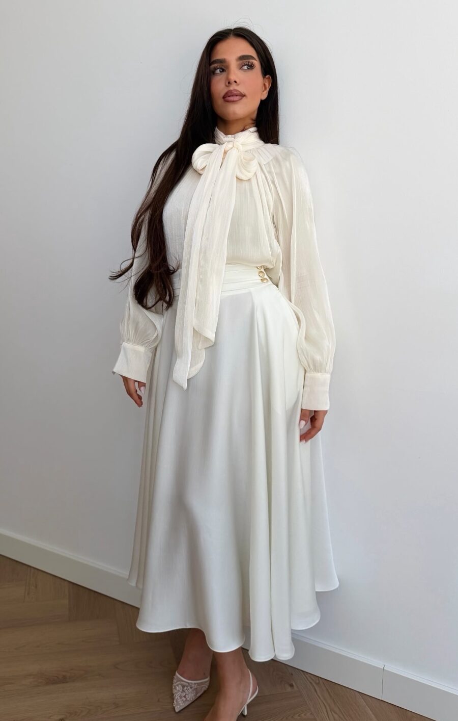 Chiffon silk blouse cream