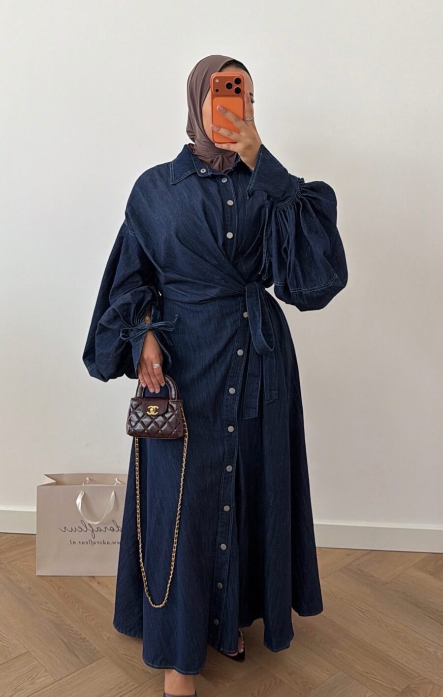 Denim cotton wrap dress