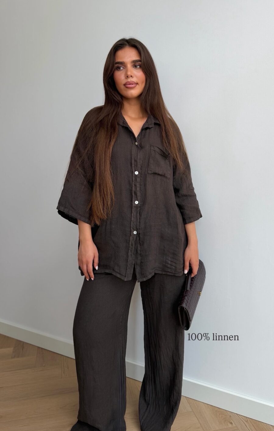 Linnen set brown