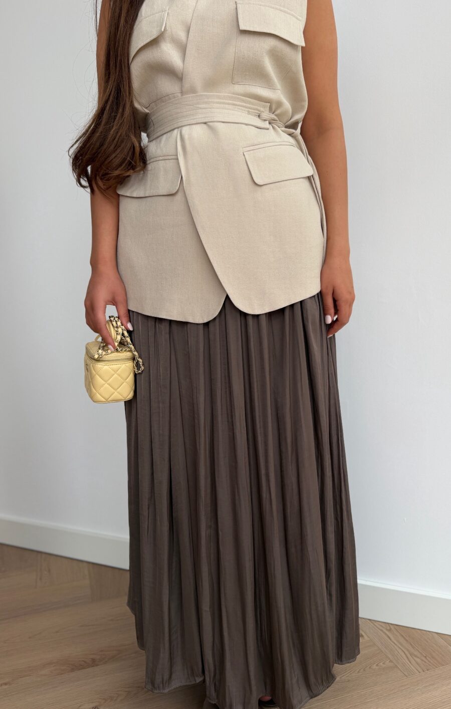 Plisse skirt brown