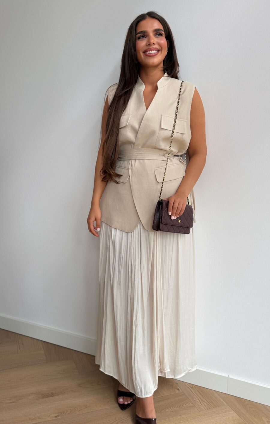 Plisse skirt beige