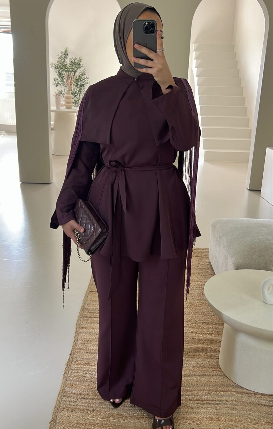 Celine fringe set deepplum