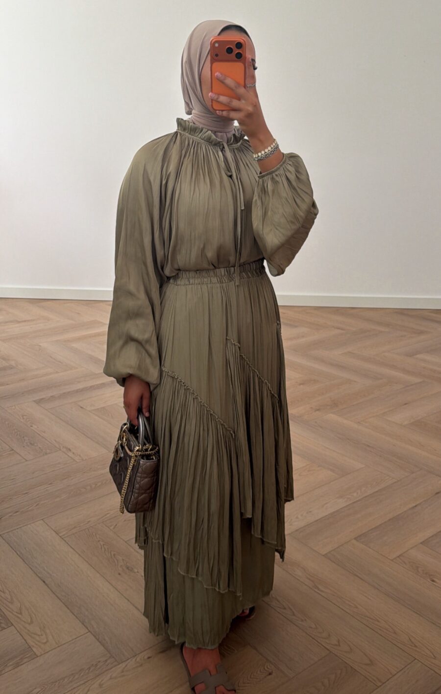 Fringe skirt set khaki