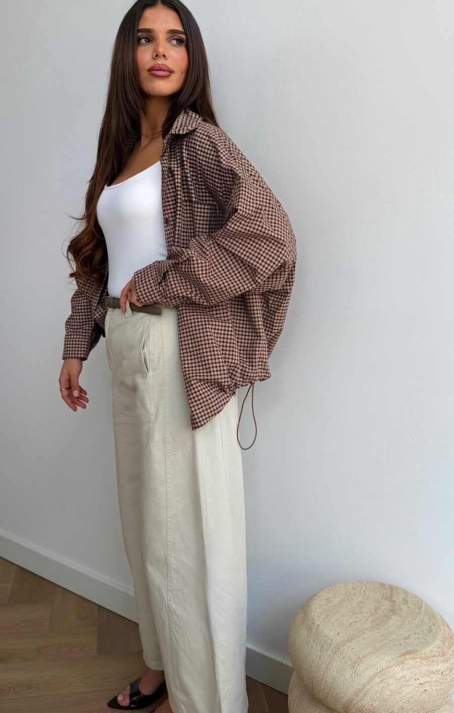 Cotton oversized checked overshirt